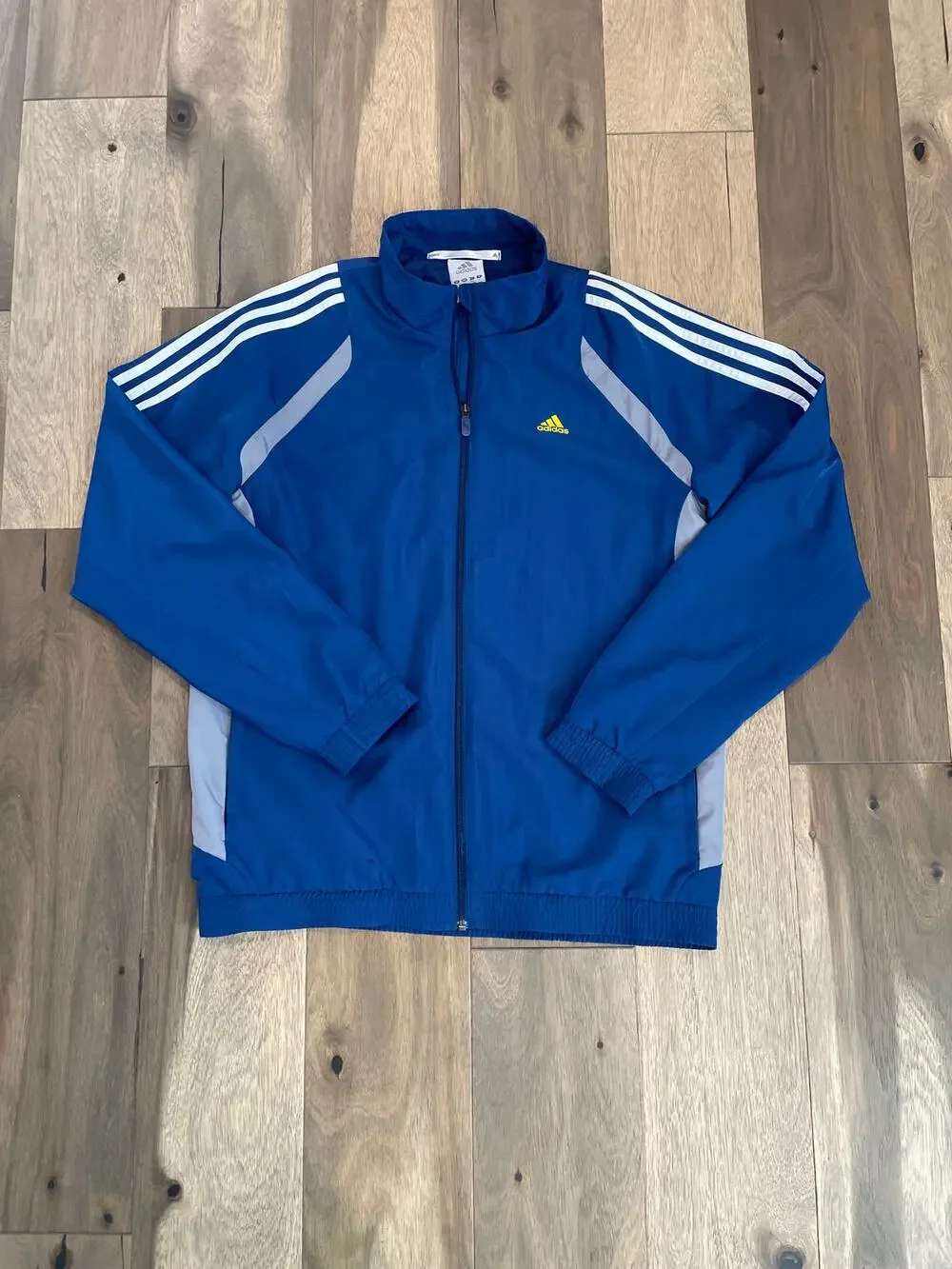 Adidas Men’s Windbreaker Full Zip Blue Logo Size M